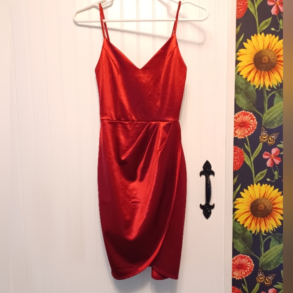 Lulu's Red Satin Dress